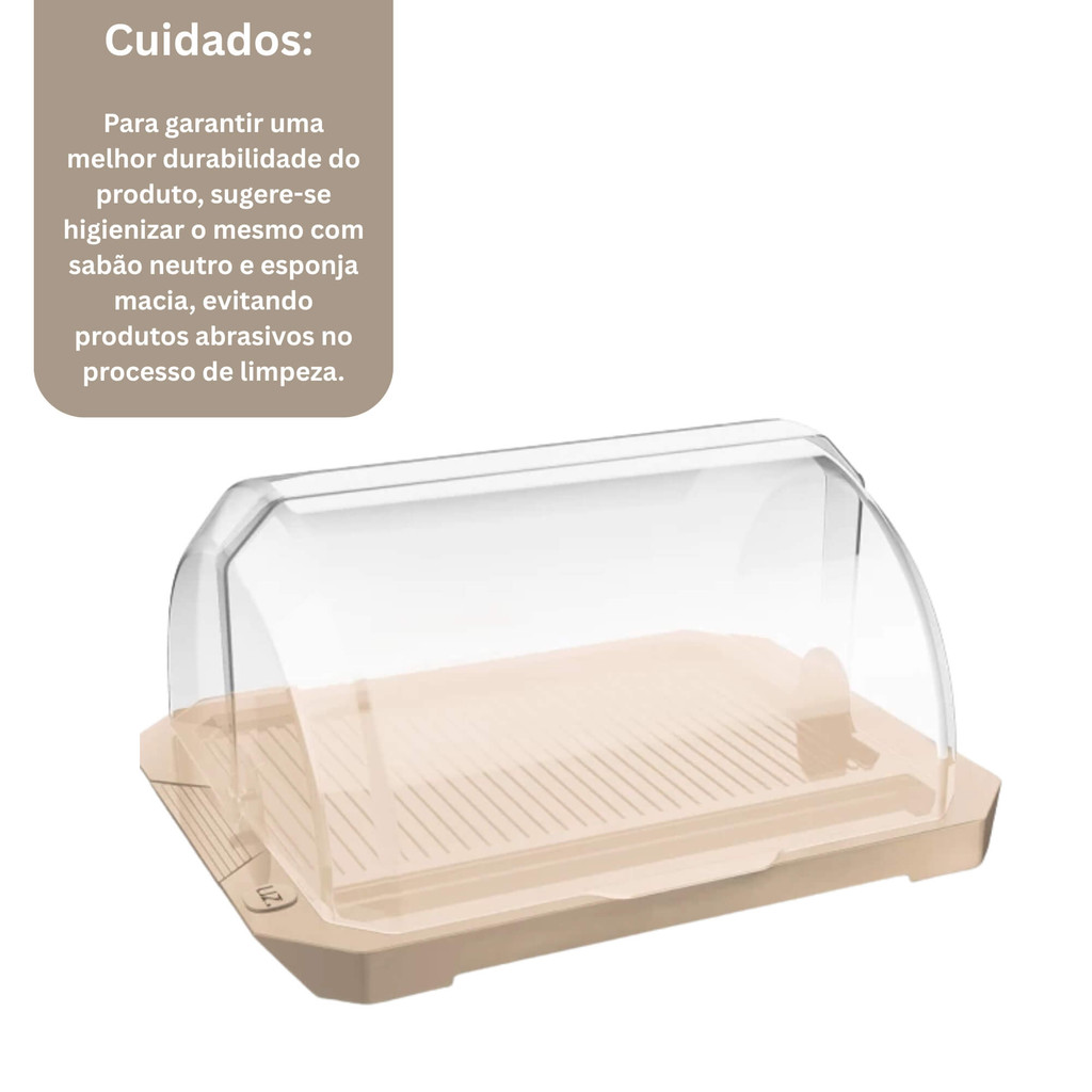 Detalhes do Porta Pão Premium com Tampa na cor Capuccino UZ Utilidades - UZ244-CAP