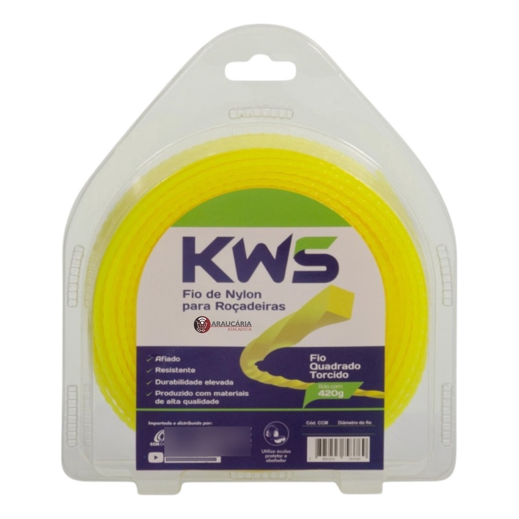Fio Nylon Quadrado Torcido 2,5mm 420g Kws Alta Qualidade Cor Amarelo — imagem 2 de 2