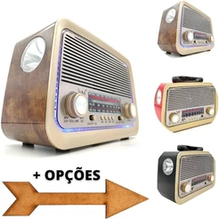 Rádio Retrô Estiloso Vintage Bluetooth AM FM SW USB Aux Recarregável AD-3199