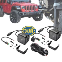 Par Kit Farol LED Hella Cubo Black Magix 3,2" 8,1cm Spot 12V 24V