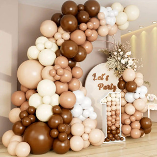 Kit 100 Balão Marrom Bege Branco Arco Desconstruido+Fita 8" Polegadas Bexiga Decoração Festa Aniversario em Oferta na Shopee