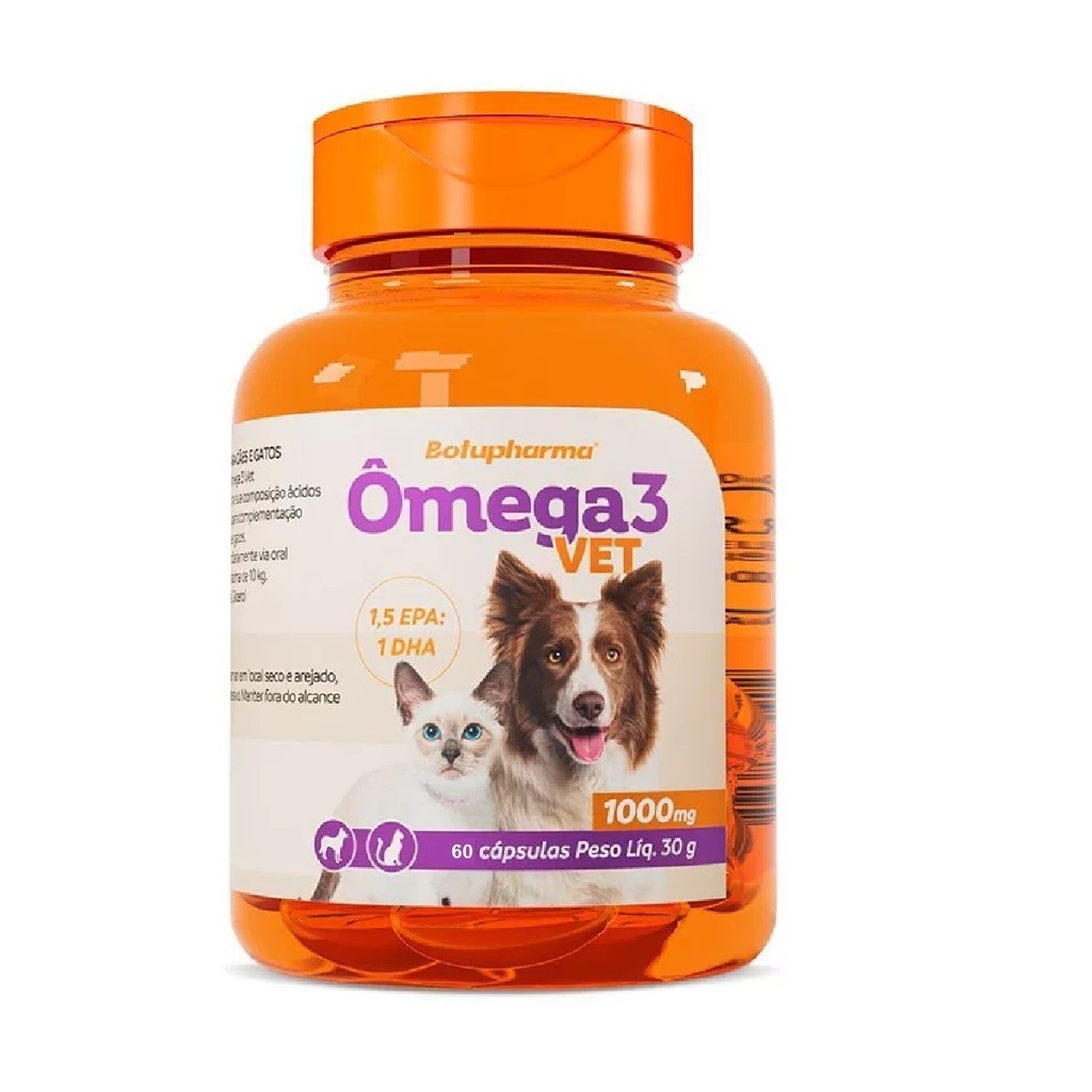 Ômega 3 Vet Suplemento Botupharma 1000mg 60 Cápsulas