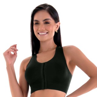 Sutiã Top Modelador Nadador Fechamento Frontal com Bojo Removível Preto em Oferta na Shopee