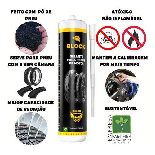 Detalhes do Gel Protetor Pneu Anti-Furo Pneu Moto - Block Motos Kit com 2 unidades