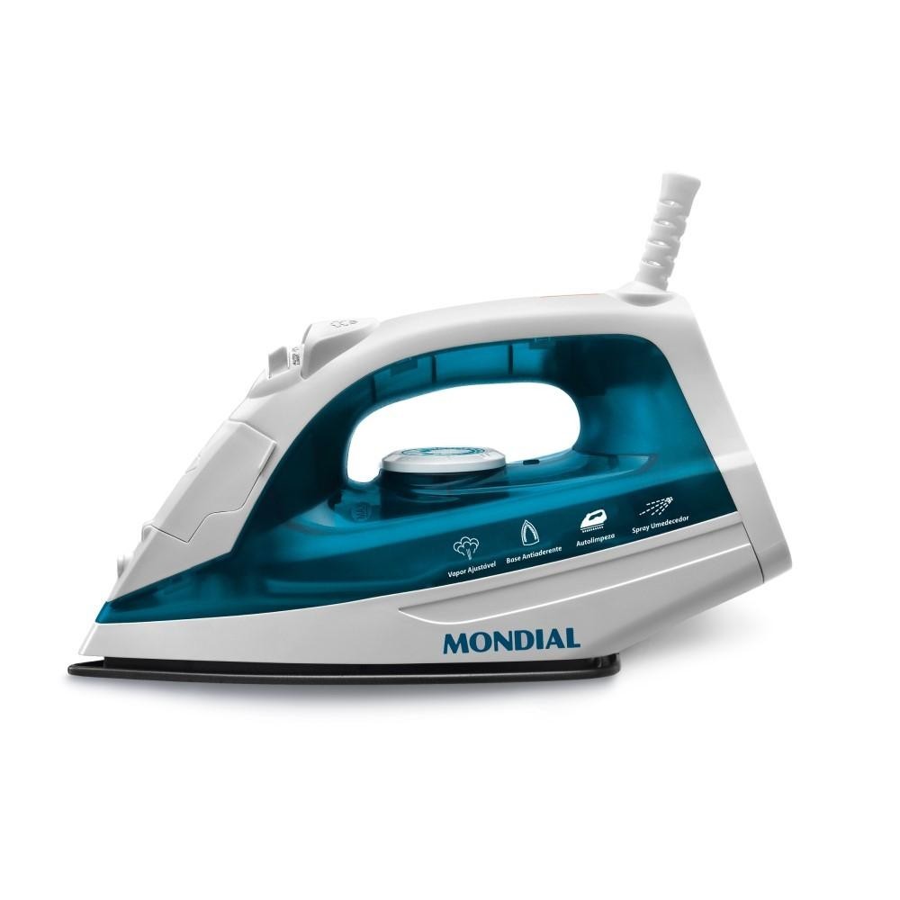 Ferro de Passar Roupa a Vapor Mondial F-32 1200W Branco/Azul 127V