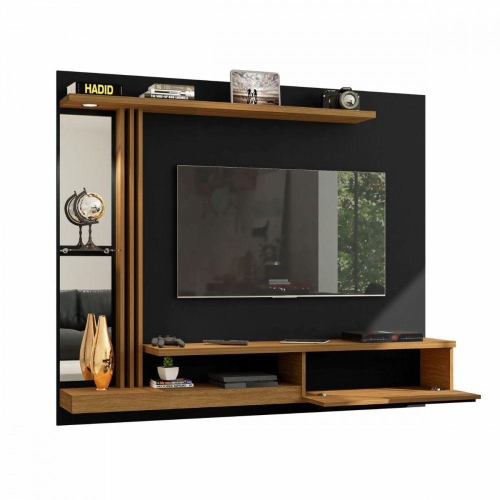 Painel Para Tv 55" Denver Bechara Preto Fosco C/Cinamomo em Oferta na Shopee