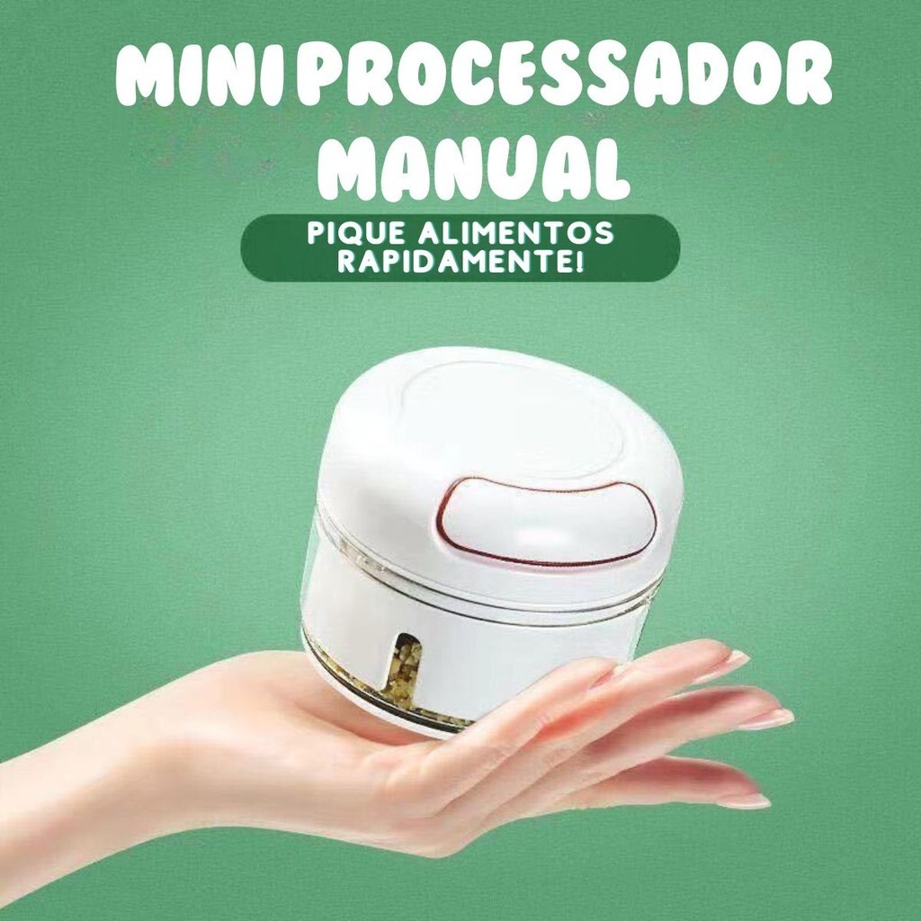 Mini Processador De Alimento Picador de Tempero Manual Branco