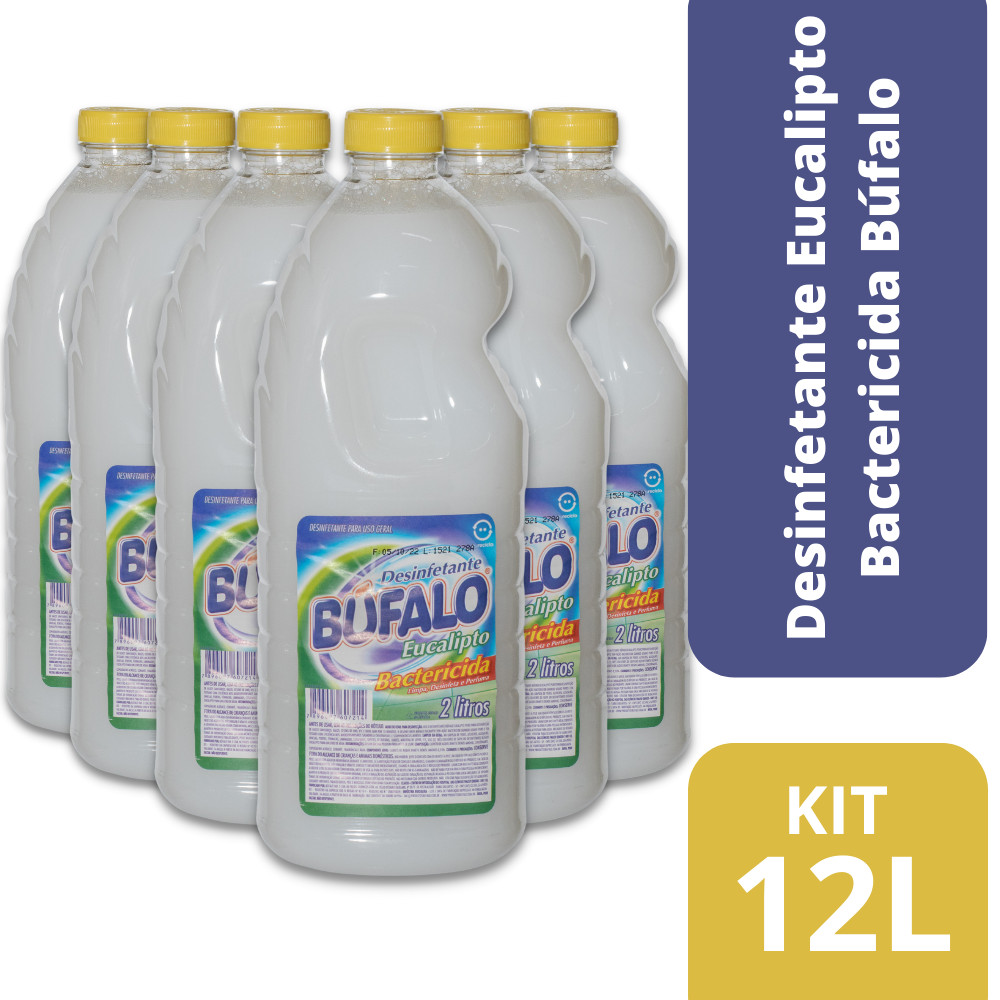 Kit com 6 Desinfetantes Búfalo Eucalipto 2L - Home & Living