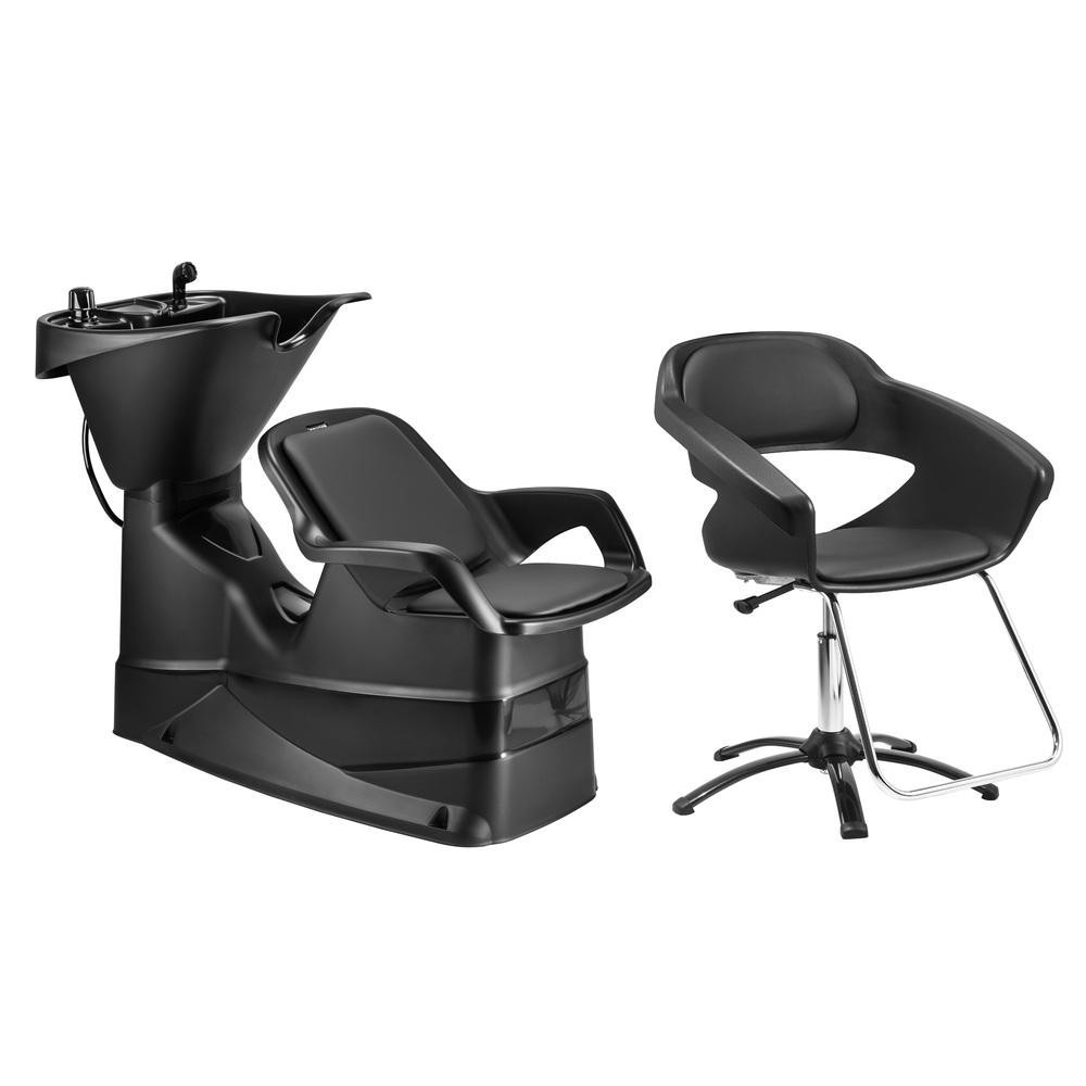 Kit Para Salão de Beleza Cabelereiro Barbearia com Lavatório De Cabelo e Cadeira Primma Dompel Preto em Oferta na Shopee