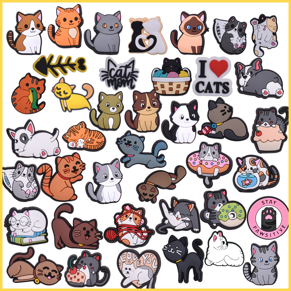 Sapato Encantos Decorações Animais Gato Bonito Dos Desenhos Animados DIY Pinos PVC Tamanco Para Sapatos