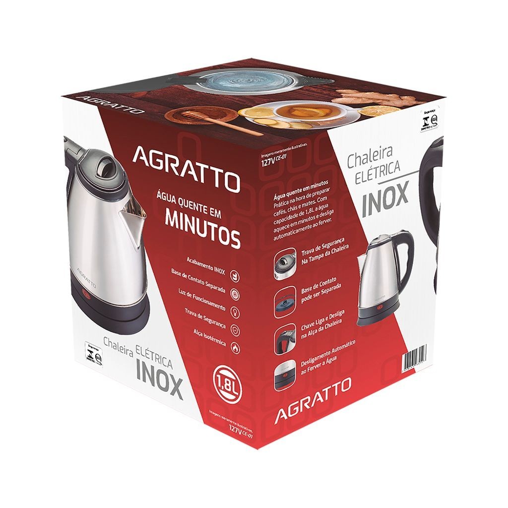 Chaleira Elétrica Inox CE02 220v 784 - Agratto em Oferta na Shopee