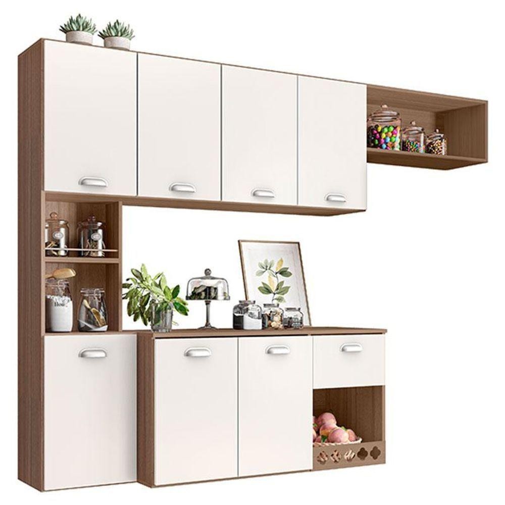 Cozinha Suspensa Mila Carvalho Oak Off White - Poliman em Oferta na Shopee