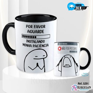Caneca Flork Paciência Personalizada Paciencia de Porcelana Meme 325ml em Oferta na Shopee