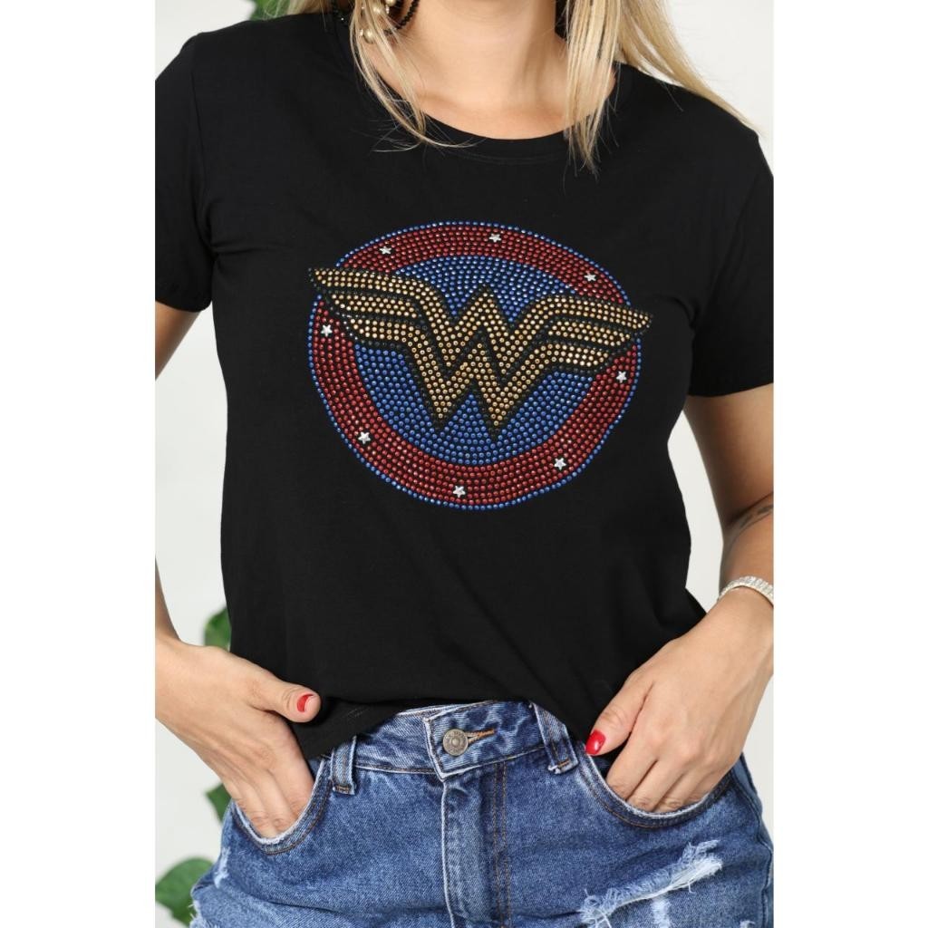 Blusa Feminina T-shirt  – Mulher maravilha em Oferta na Shopee