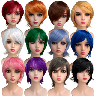 Peruca curta repicada media cosplay anime masculina colorida em Oferta na Shopee