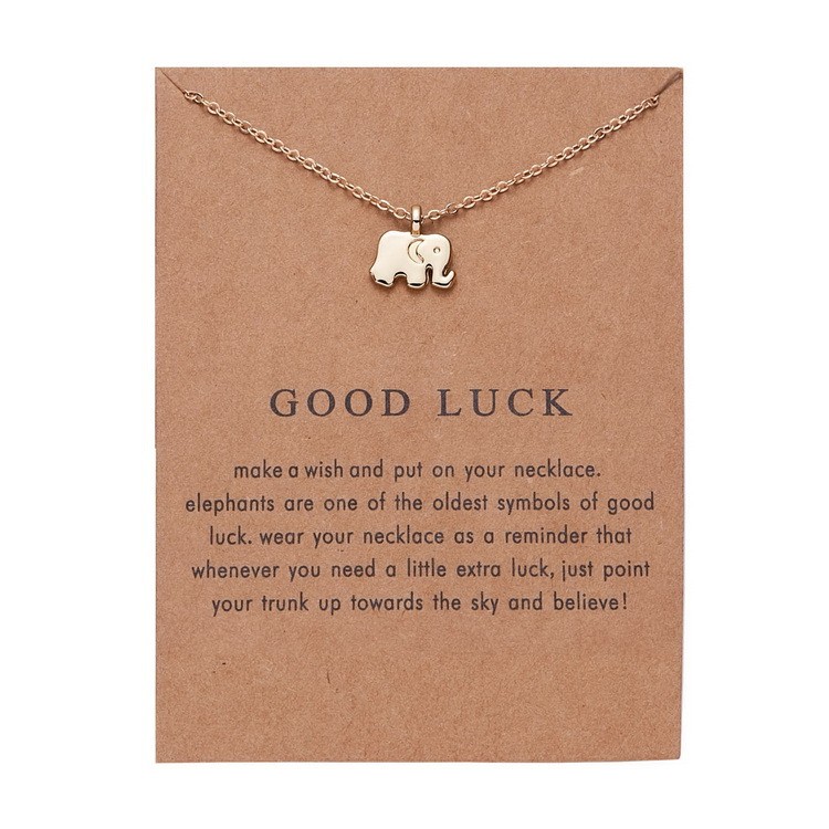 Jóias GoodLuck Paper Card GoodLuck Elephant Alloy Necklace Elephant Alloy Versão coreana Jóias simples Preço baixo