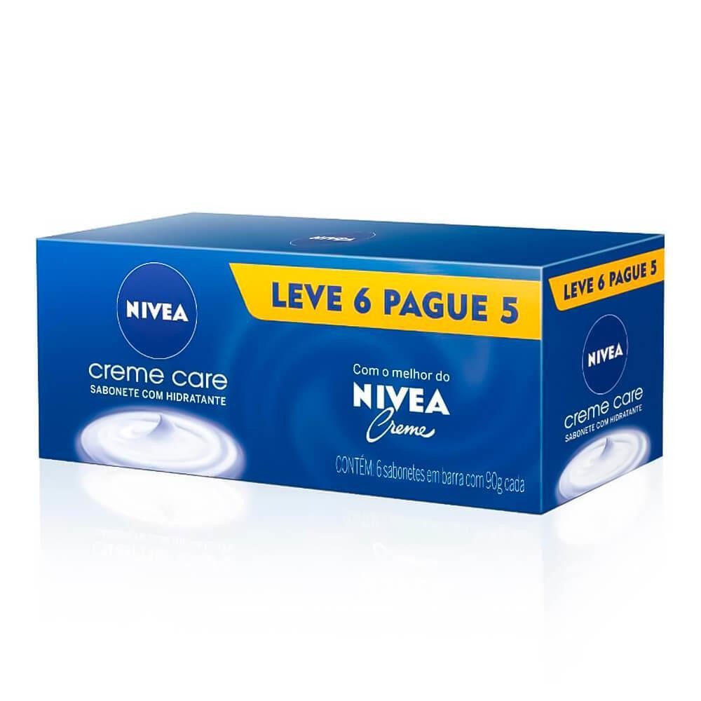 NIVEA SABONETE HIDRATANTE CREME CARE COM 90G DE 6 UNIDADES