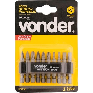Jogo Bits Ponteiras 1/4" com 10 peças Cromo Vanádio Vonder em Oferta na Shopee