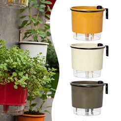 Vaso Autoirrigável nº02 Linha Terrazzo + Suporte Anel de Fixação em Parede Jardim Verticais Flor Planta HortA de Tempero