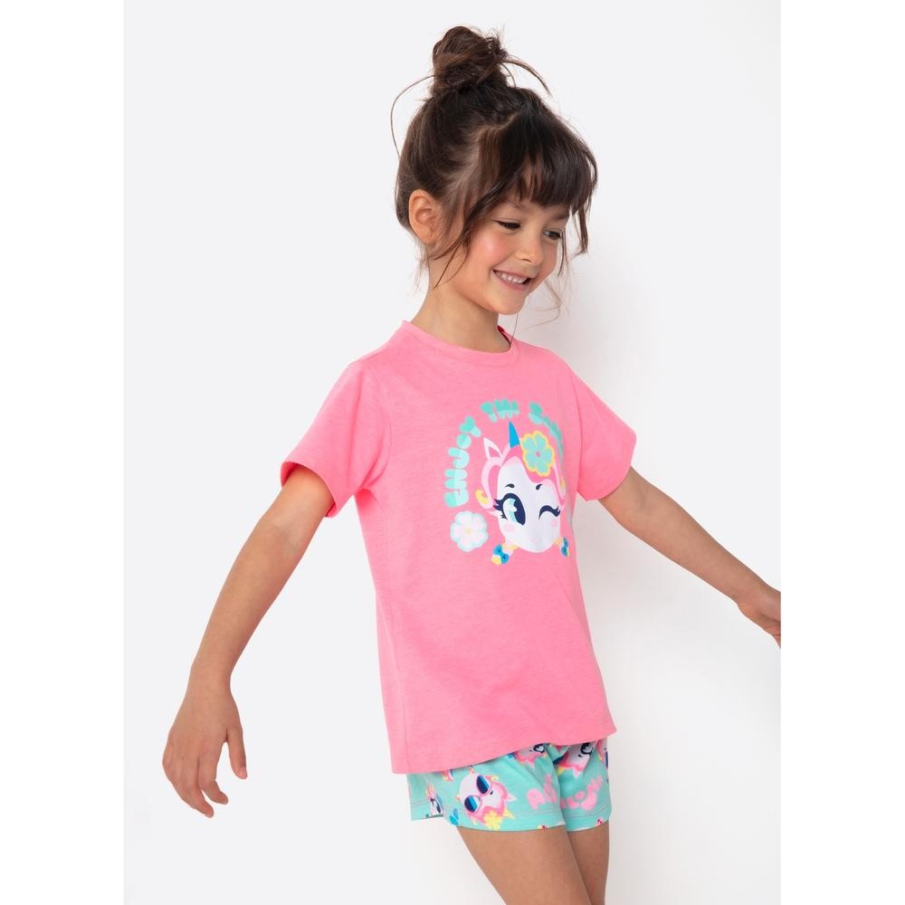 Pijama Manga Curta Menina Unicórnio Aloha - Puket em Oferta na Shopee