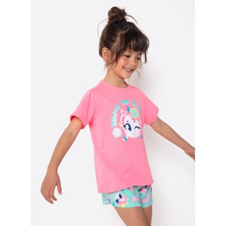 Pijama Manga Curta Menina Unicórnio Aloha - Puket em Oferta na Shopee