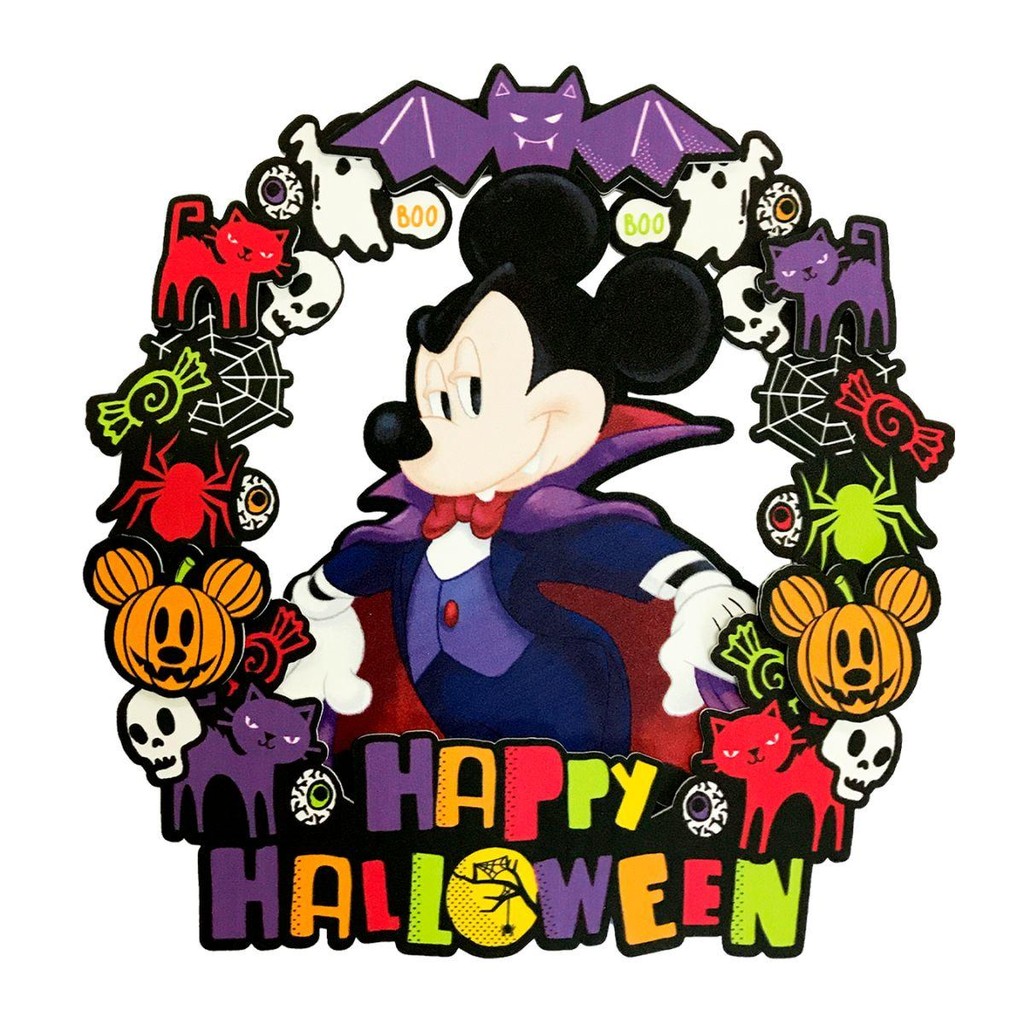 Decoração Halloween de Porta Guirlanda Mickey da Disney Grande 32cm