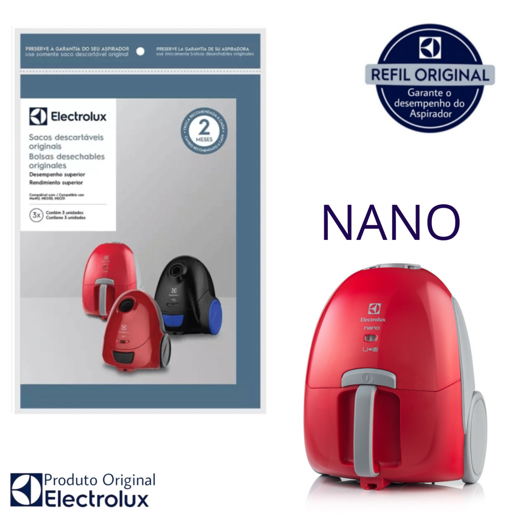 Kit 3 Sacos Aspirador de Pó Electrolux Original - Nano (SBENA)