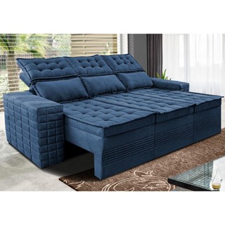 Sofá 3 Lugares Retrátil e Reclinável Cama inBox Senses 2,00m Velusoft Azul