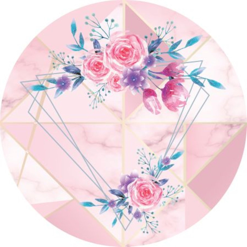 NOVO Painel Festa Infantil Redondo floral geométrico, flores rosas,  arco, suporte incluso. Fazemos personalizado com qualquer tema. Confeccionado em Lona fosca, impressão de alta resolução. cenário , p/ Decoração de festa infantil
