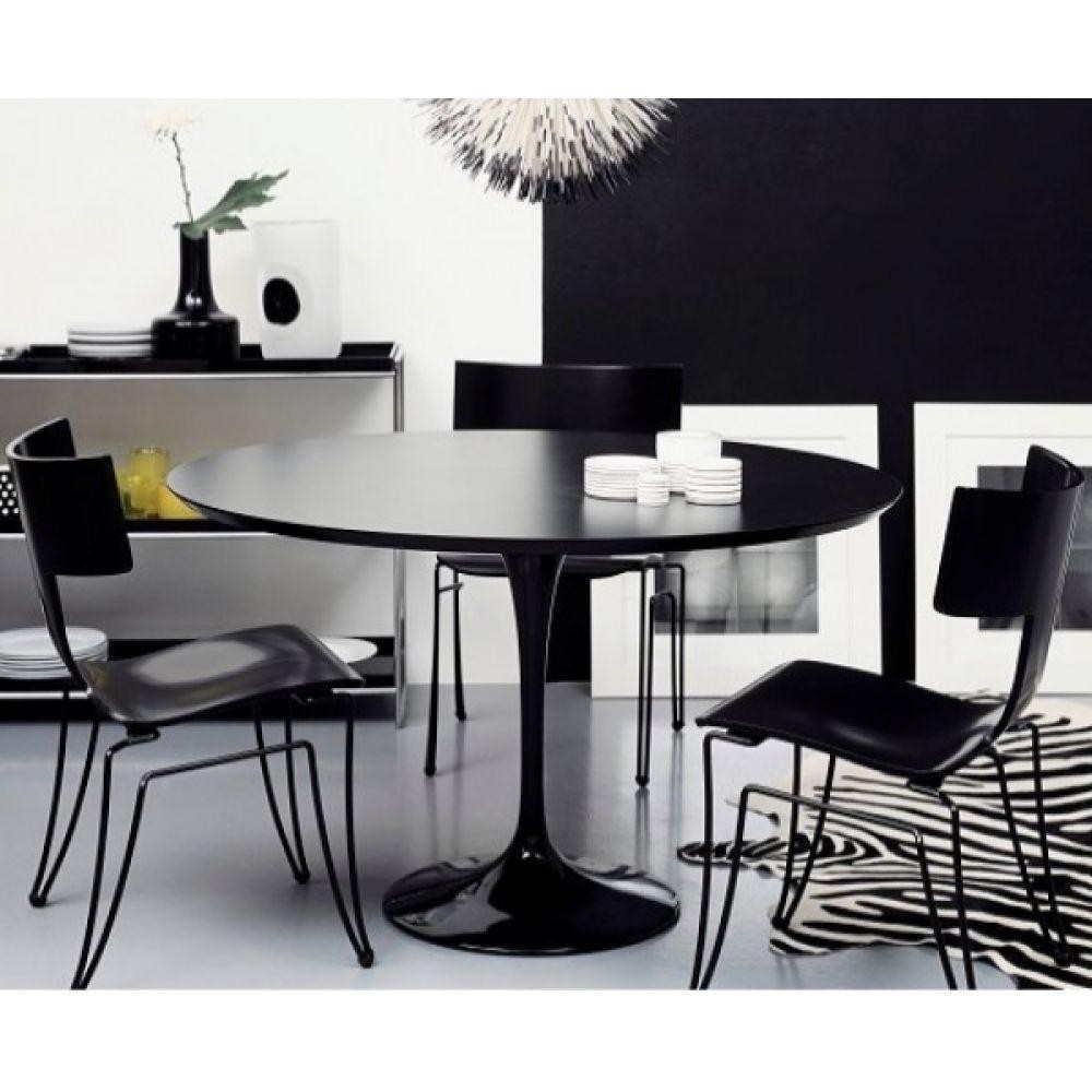 Mesa de Jantar Tulipa Saarinen Redonda 140cm Laqueada Preto