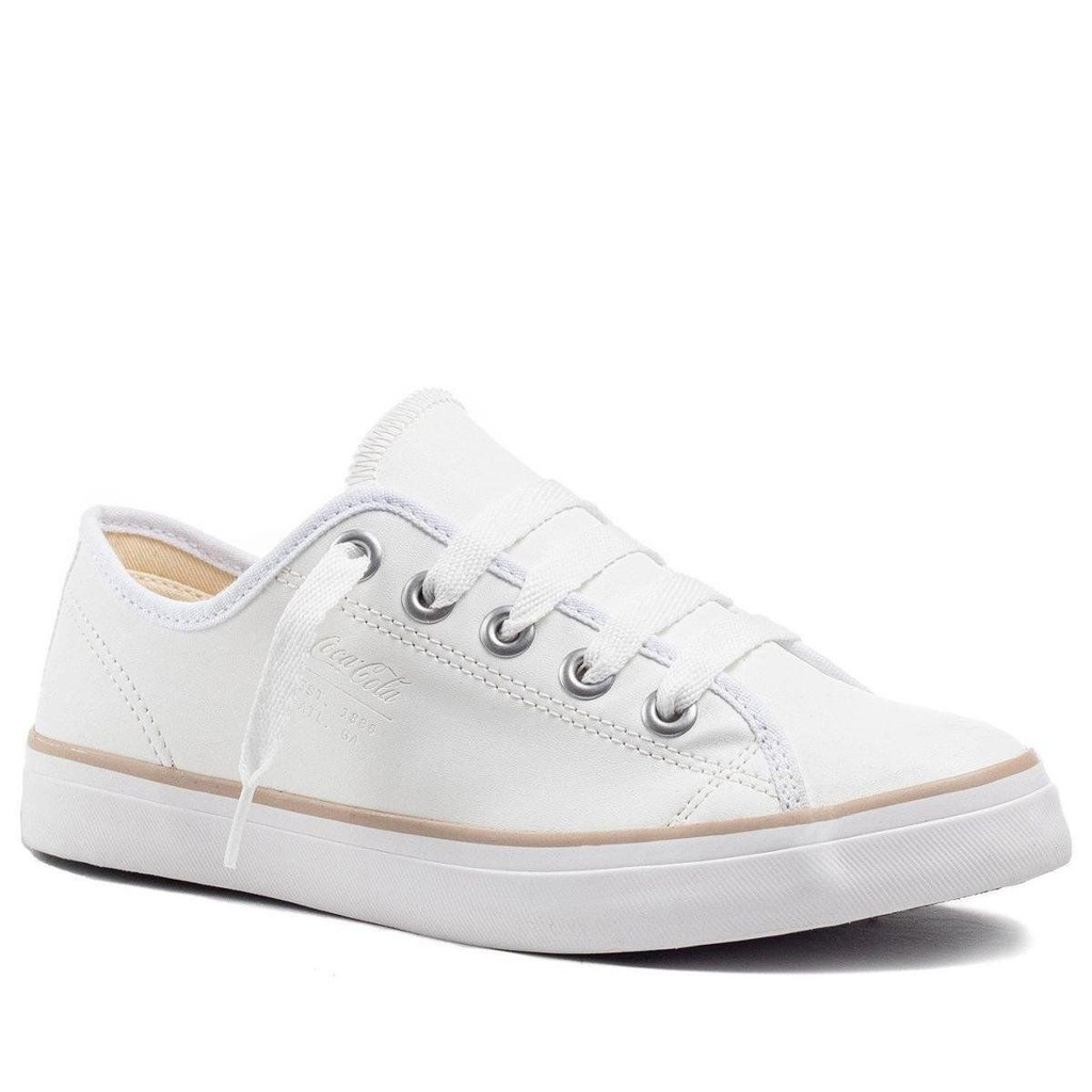 Tênis Coca-Cola Stream Town Feminino Branco Casual Confortável Leve Solado Antiderrapante Original