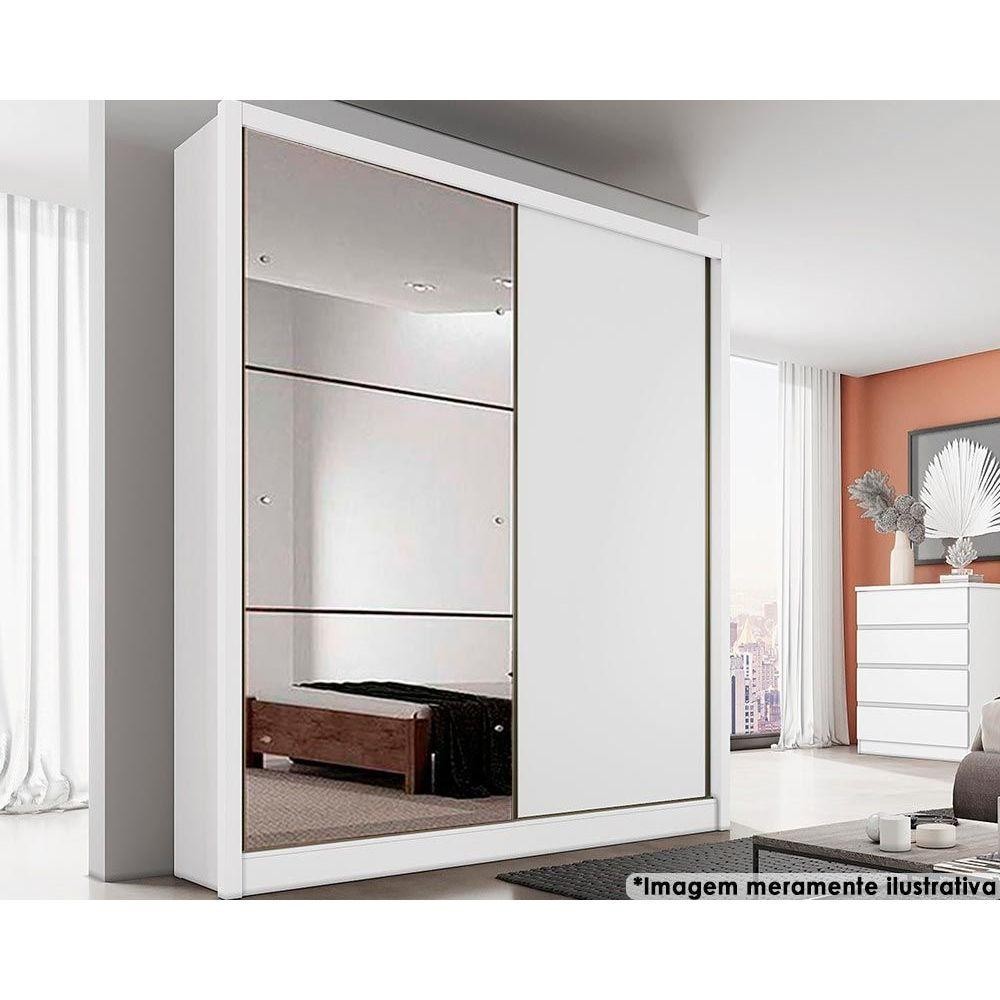 Guarda Roupa Solteiro 2 Portas de correr e 3 Gavetas c/Espelho Thor Plus Branco - Novo Horizonte em Oferta na Shopee