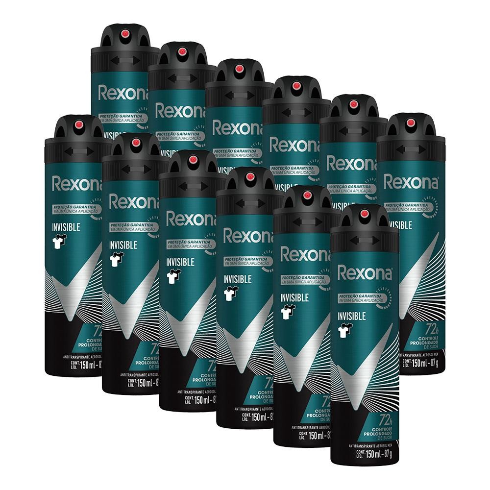 Kit 12 Desodorante Rexona Men Antitranspirante Invisible 150ml em Oferta na Shopee
