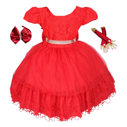 Vestido Infantil Monica Realeza Princesa Daminha Minnie Luxo