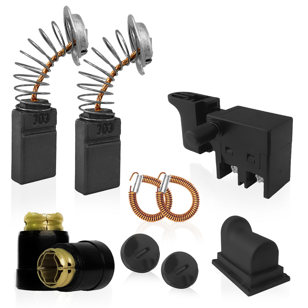 Kit Interruptor, Carvão, Porta Escova e Mola Serra Mármore / 4100nh / 4100Nh2 / 4100Ns / Mcc400