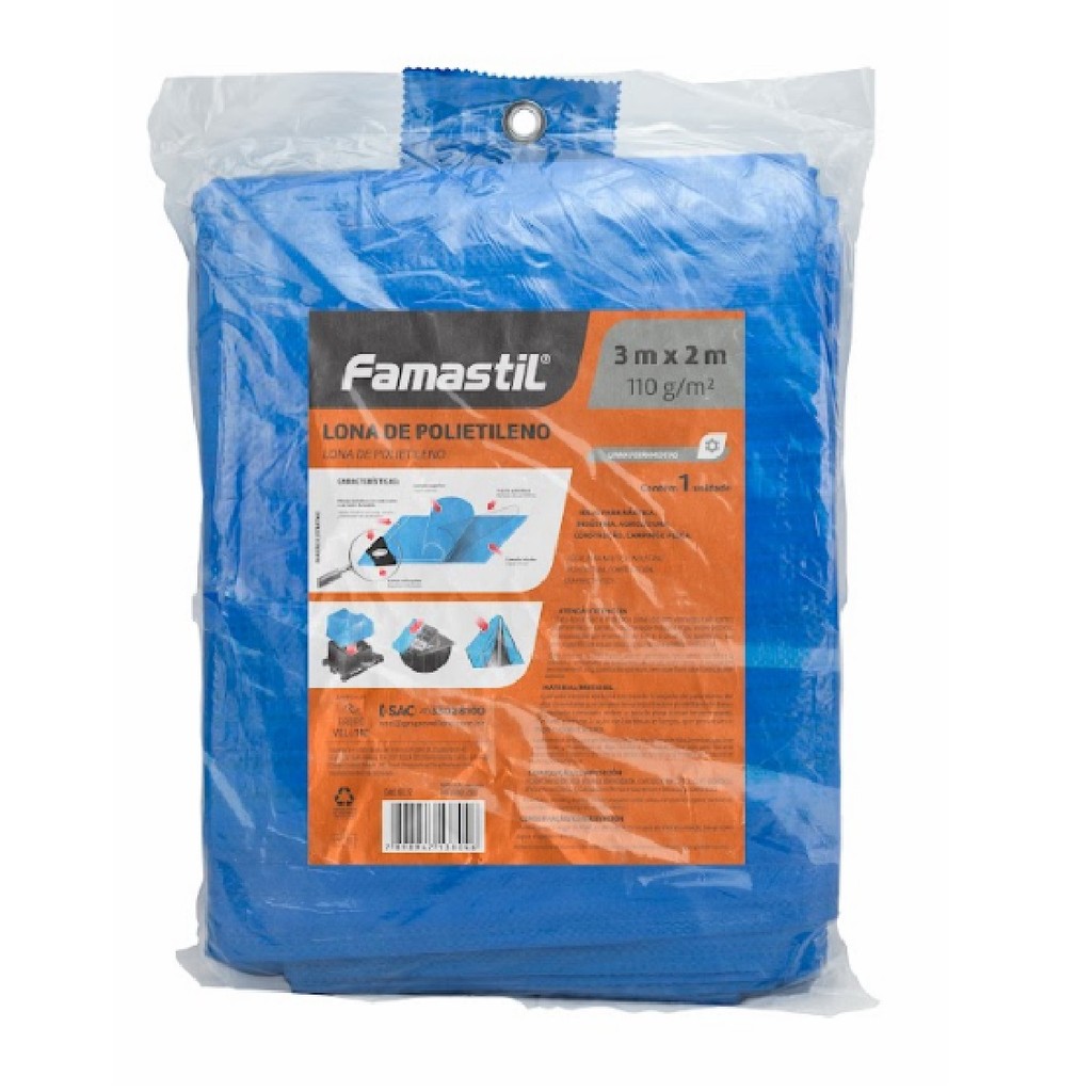 Lona Polietileno Famastil 3x2m Cantos Reforçados Azul | Proteção confiável, material resistente em Oferta na Shopee