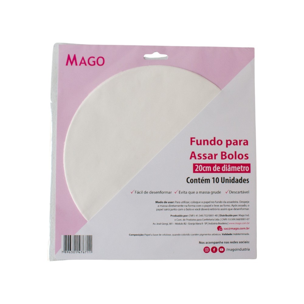 Fundo para Assar Bolos - 20cm - 10 unidades - Mago - Rizzo