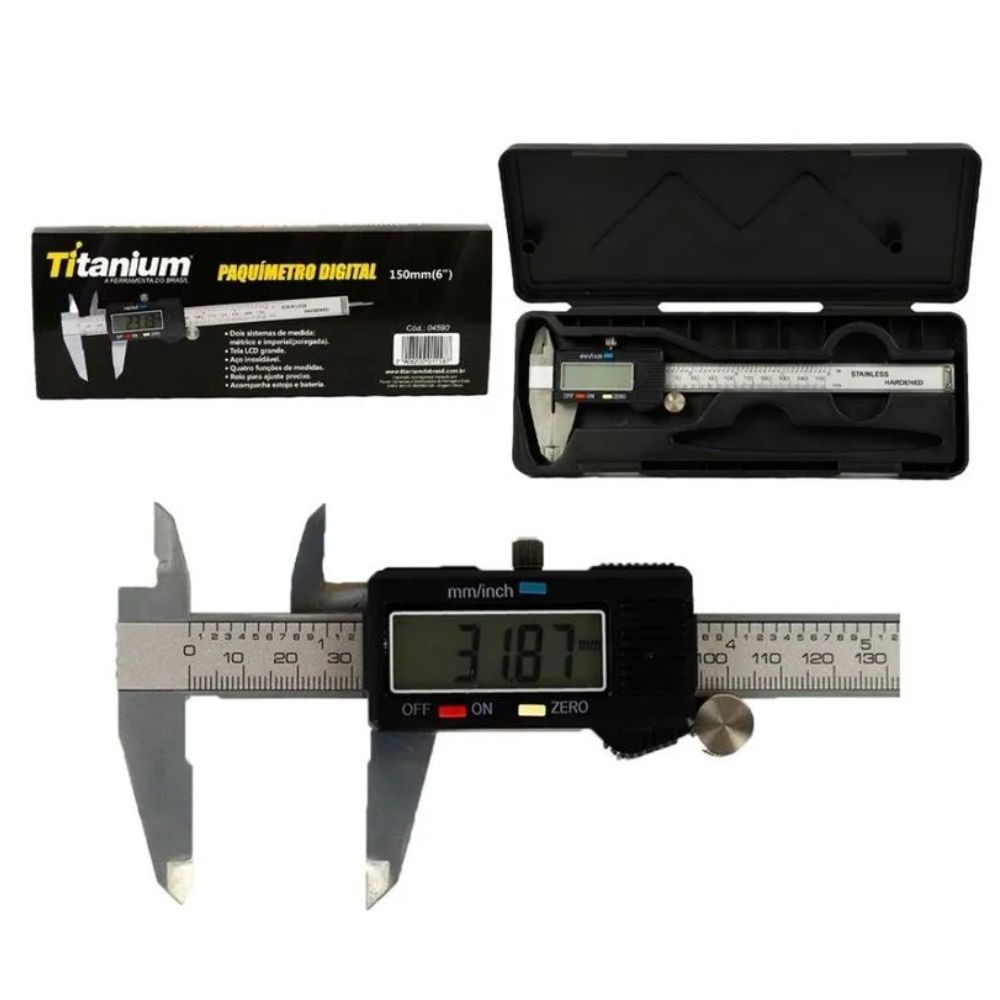 Paquímetro Digital titanium bateria 150mm 6” - Home & Living