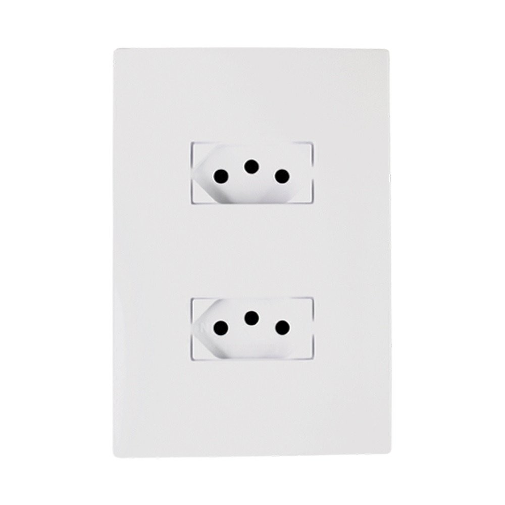 Tomada Ilumi I9 Monobloco Dupla 2P+T 10A 250V com Placa em Oferta na Shopee