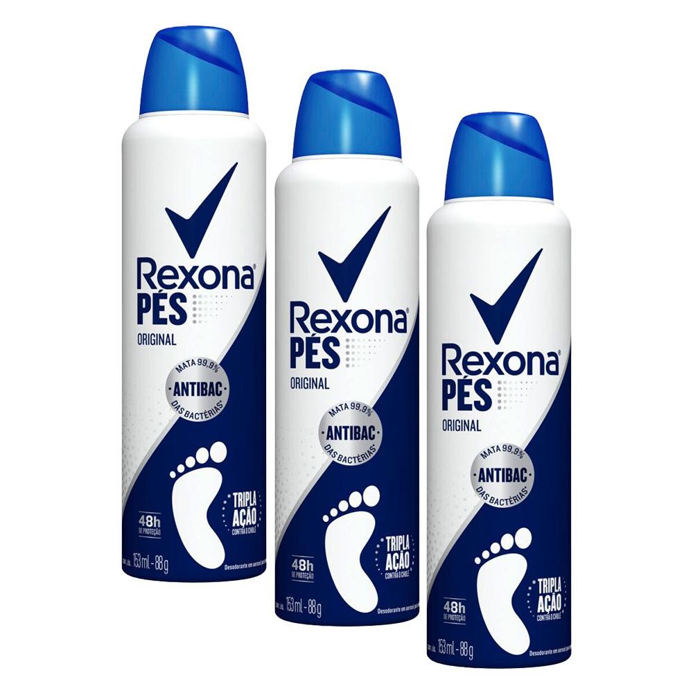 Kit 3 Desodorantes Aerosol Rexona Efficient Pés Original 153ml em Oferta na Shopee