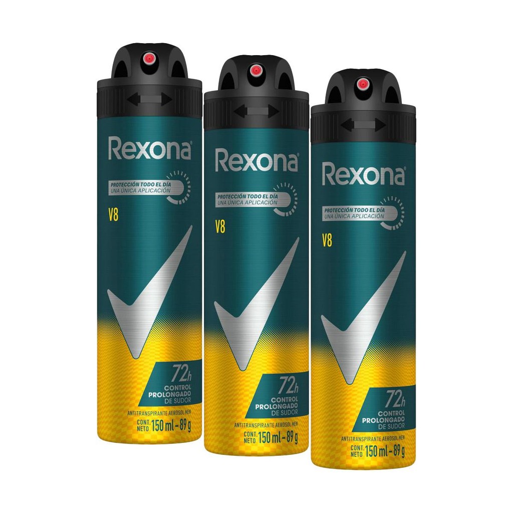 Kit 3 Desodorantes Antitranspirantes Rexona Men V8 150 ml - Beauty