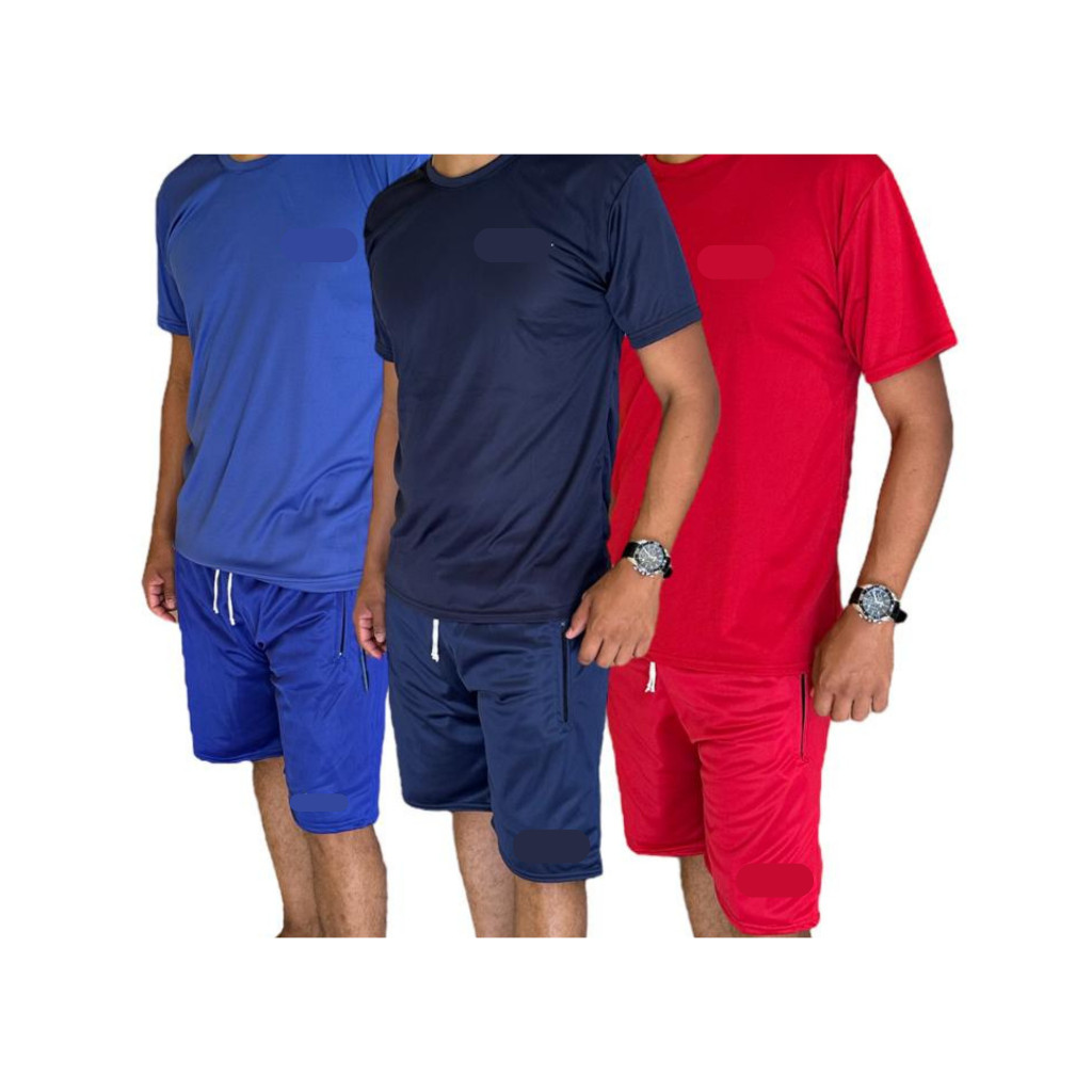 3 conjuntos esportivo dry fit camiseta manga curta + short masculino - academia - treino - musculação