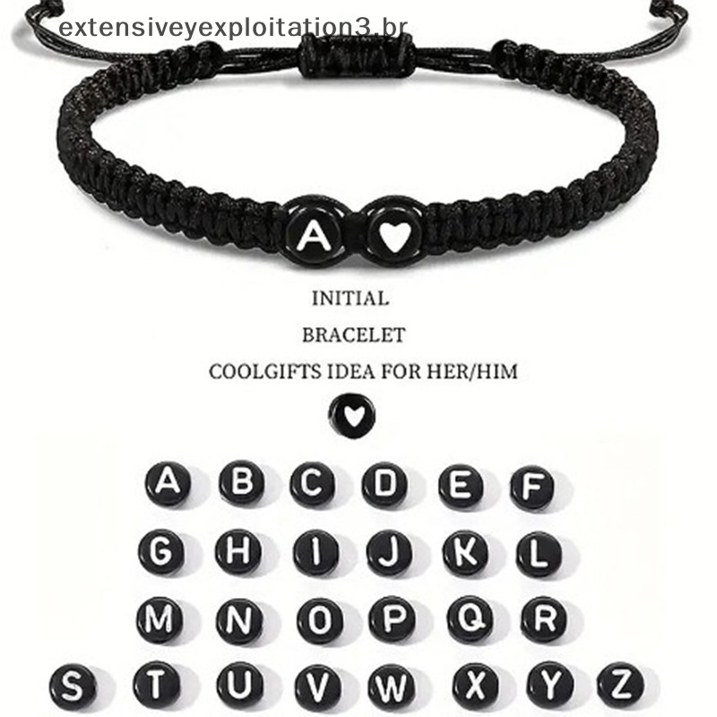【extensiveyexploitation3.br】 26 Letters Initial Heart Bracelets Adjustable Name Braided Bracelets For Women Men Gift . em Oferta na Shopee