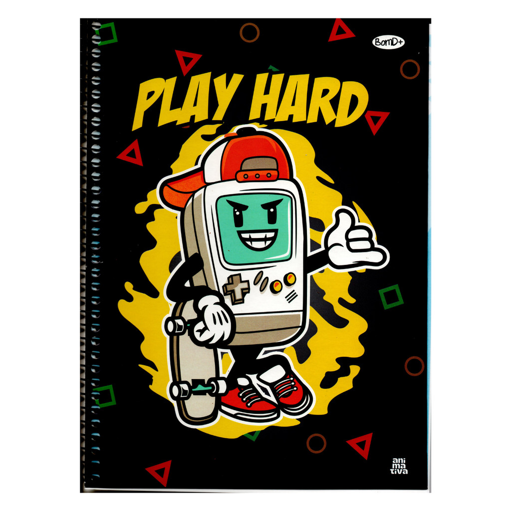 Caderno 10 Matérias Masculino Várias Estampas - SÃO DOMINGOS CAPA:PLAY HARD em Oferta na Shopee