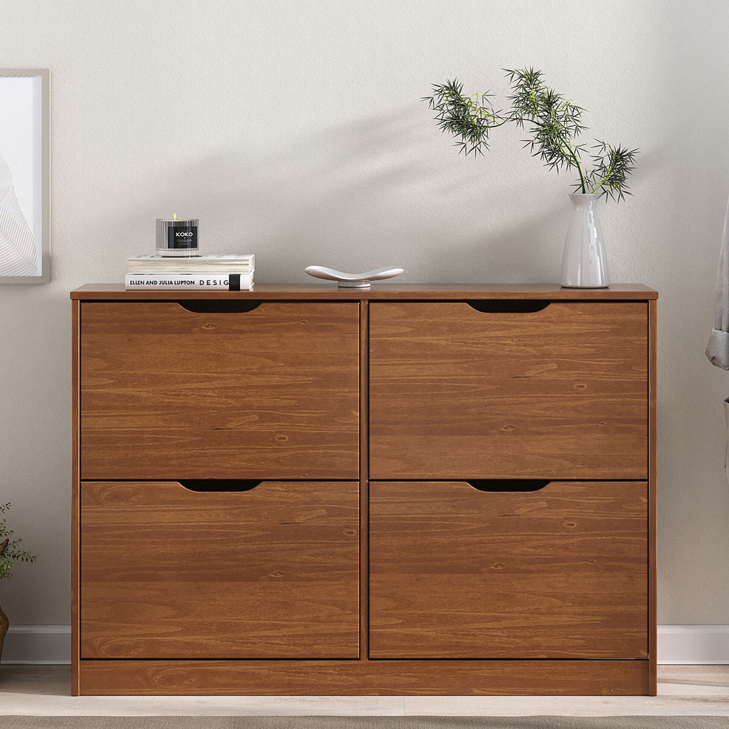 Sapateira Madeira Horizontal Estreita Aparador Castanho Basil em Oferta na Shopee