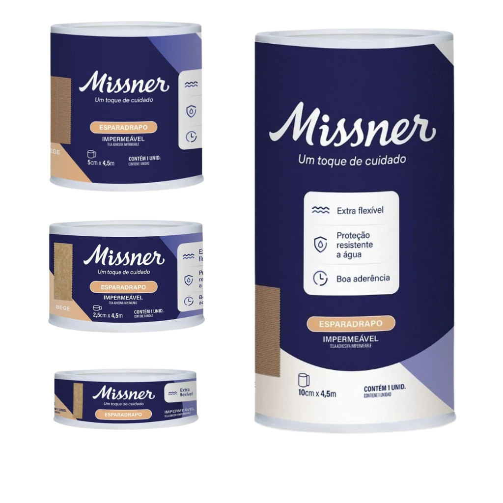 6 Esparadrapo Impermeável Bege Missner Todos os Tamanhos