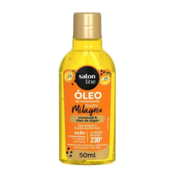 Óleo De Tratamento Salon Line Multy Maracuja 50ml Nutritivo Proteção Termica 230°, Pré Shampoo e day after