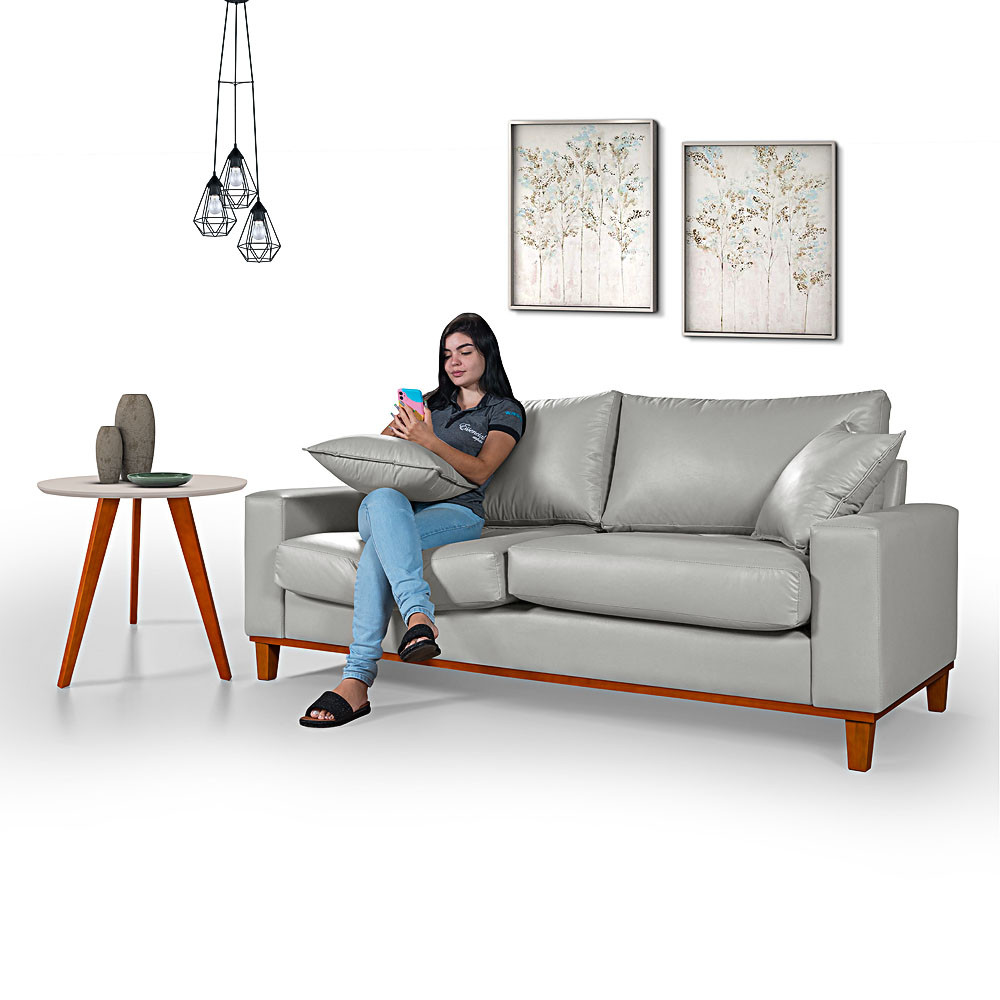 Sofá Living Istambul em Couro Sintético - Essencial Estofados