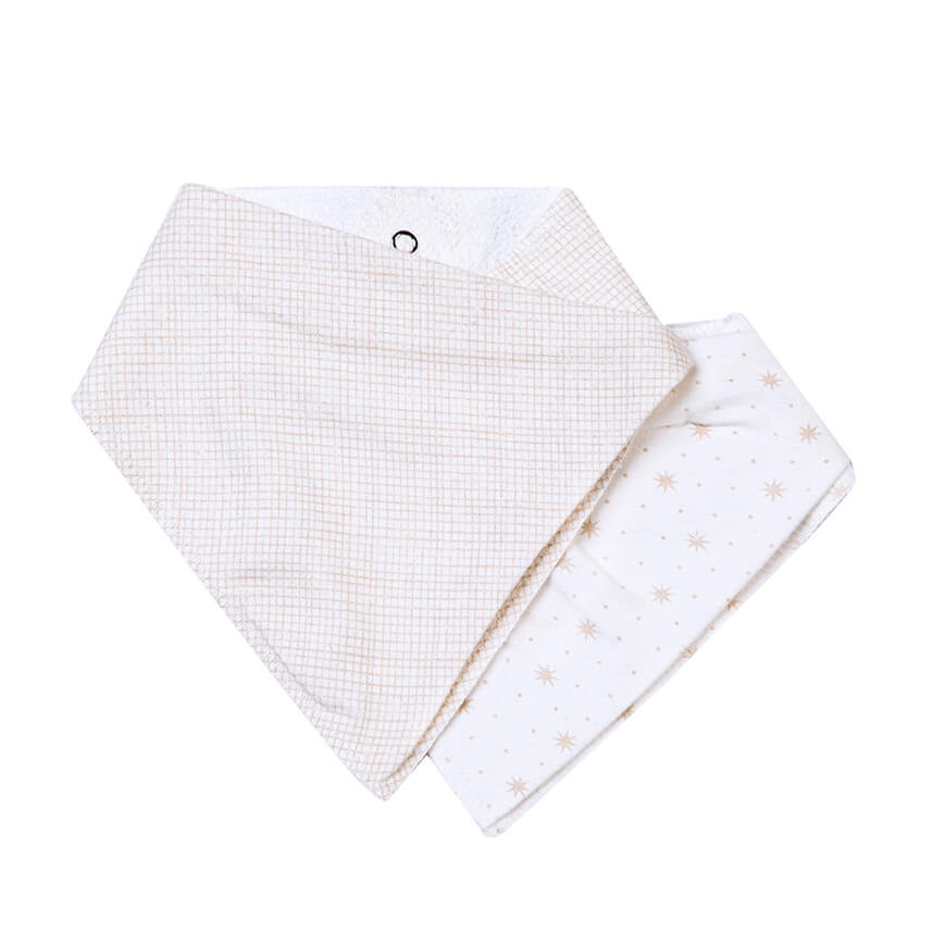 Kit Babador Bandana Bordados Papi Flanelado - 2 Peças Bege em Oferta na Shopee