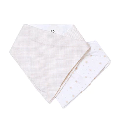 Kit Babador Bandana Bordados Papi Flanelado - 2 Peças Bege